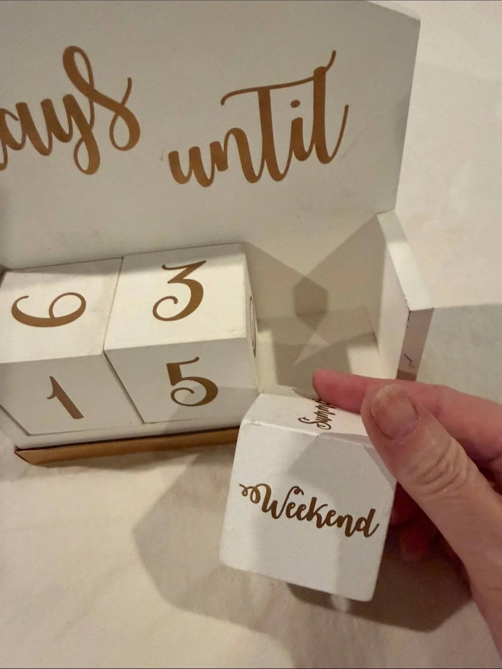 White and Gold 'Days Until' Countdown Blocks - Home Wall Decor